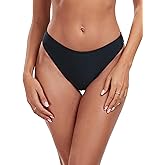 Colloyes Women's Swim Bottoms High Cut Mid Waisted Bikini Bottoms Moderate Coverage Bathing Suit Bottoms
