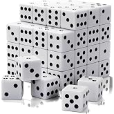 Rerdeim 60 Pieces Standard Dice, 16mm Bulk White Opaque Black Pips Six Sided Dice Set, for Rolling, Group Event, Board Games, Classroom Math