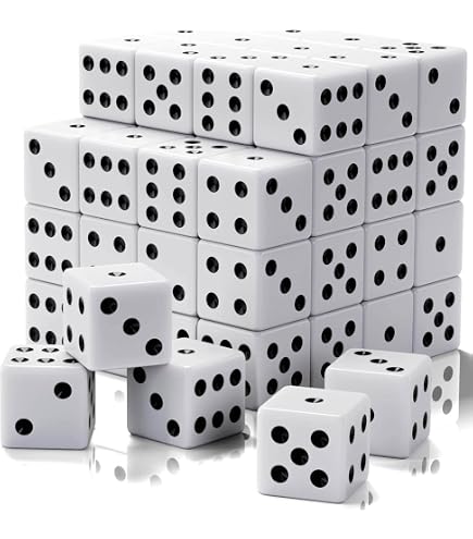 Amazon.com: Set of 6 D6 25mm Large Opaque Jumbo Dice - White with