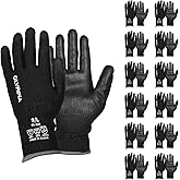NORTHSKY Olympia 12 Pairs Cut Resistant Gloves Level A4, Polyurethane Dipped Work Gloves, Safe and Durable, Flexible Fingers, Used for Automotive, Carpentry, Sculpture, 13ga, Black, L