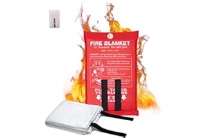 Cajmols Emergency Fire Blanket for Home Kitchen withAdhesive Hook,40"x40" Fire Suppression Blankets for Camping Grill Car Office Warehouse Fireplace Survival Safety