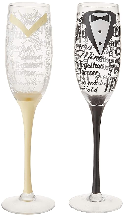 And Mrs Hand Painted Bride And Groom Wedding Flutes Champagne