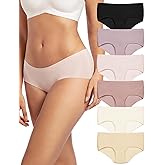 PURILINE Seamless Underwear For Women 6 Pack Mid Waisted No Show Womens Underwear Stretch Brief Thin Ladies Hipster Panties