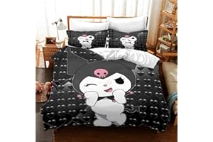 Tyboskp Cute Anime Cartoon Duvet Cover Set, 3D Printed Lightweight and Comfortable Bedding 3-Piece Bedding for Boys and Girls Bedroom Decoration (1 Duvet Cover+2 Pillowcase)-09-Full