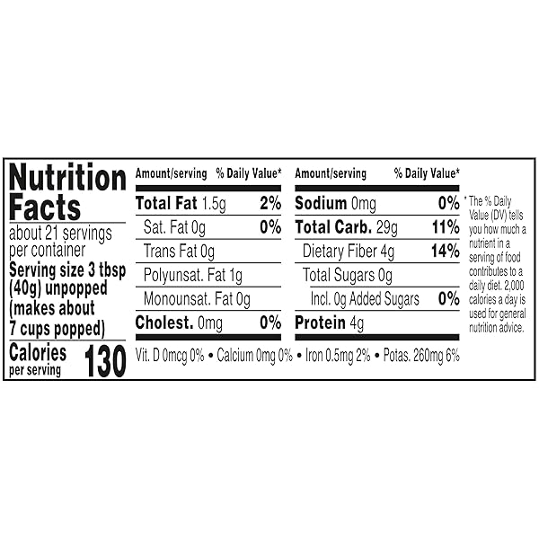 ORVILLE REDENBACHER’S POPCORN KERNELS, WHITE CORN, 4G FIBER PER SERVING, 30 OZ.
