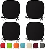 NIGHTS Set Of 4 Removable Dining Chair Foam Cushions With Ties Black
