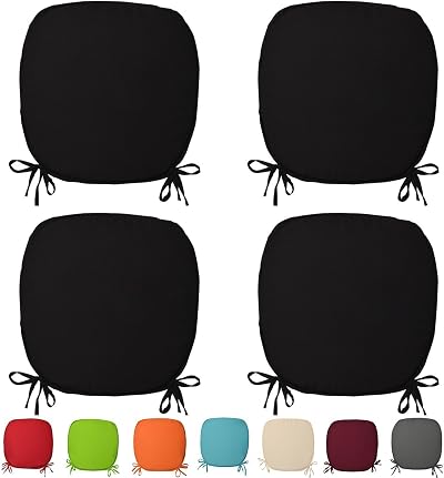 NIGHTS Set Of 4 Removable Dining Chair Foam Cushions With Ties Black