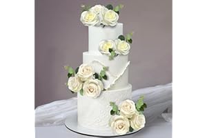DRWATE Flower Cake Toppers Boho Cake Toppers Artificial White Rose Eucalyptus Cake Decorations for Girl Women Birthday Baby Shower Wedding Valentine's Day Celebration Boho Party Supplies (Style 7)
