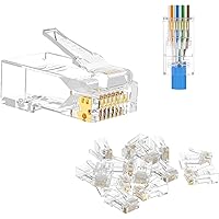 VCE RJ45 Connectors Pass Through Cat6 50-Pack,Ethernet Crimp Modular Plug for Cat6/Cat5/Cat5e UTP Solid & Stranded Network Ca