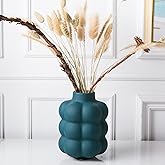Mowtanco Ceramic Vase, Modern Dried Flower Vase, Blue Teal Vase with Raised Dots, Boho Home Decor for Centerpiece Wedding Dinner Table Party Living Room Office Bedroom, Housewarming Gift
