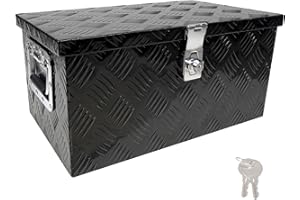 Edicapo 20 Inch Aluminum Tool Box for ATV Truck and Trailer Heavy Duty Truck Bed Tool Box Storage Organizer with Side Handle & Lock Keys - Black (20.8"x10.2"x13")