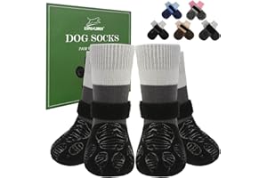 EXPAWLORER Anti Slip Dog Socks to Prevent Licking Paws, Dog Shoes for Cold Winter Snow, Dog Booties for Hardwood Floors, Dog Boots & Paw Protectors with Grippers for Small Medium Large Senior Dogs M