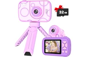 Teslahero Kids Camera Toys for 3-12 Years Old Boys Girls,Children's Camera with Flip-up Lens for Selfie & Video,HD Digital Camera,Christmas Birthday Party Gifts for Child Age 3 4 5 6 7 8 9 (Purple)