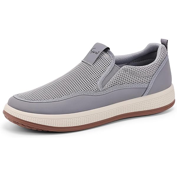 Men\'s Grey Loafers Shoes Casual Mesh Walking Boat Shoes Dress Sneakers Amazon.com | Men main image 4