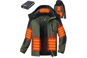 GOTOBI Heated Jackets for Men with 12V 18400mAh Battery Pack, Heated Coat with 8 Heated Zones, Winter Waterproof Ski Jacket