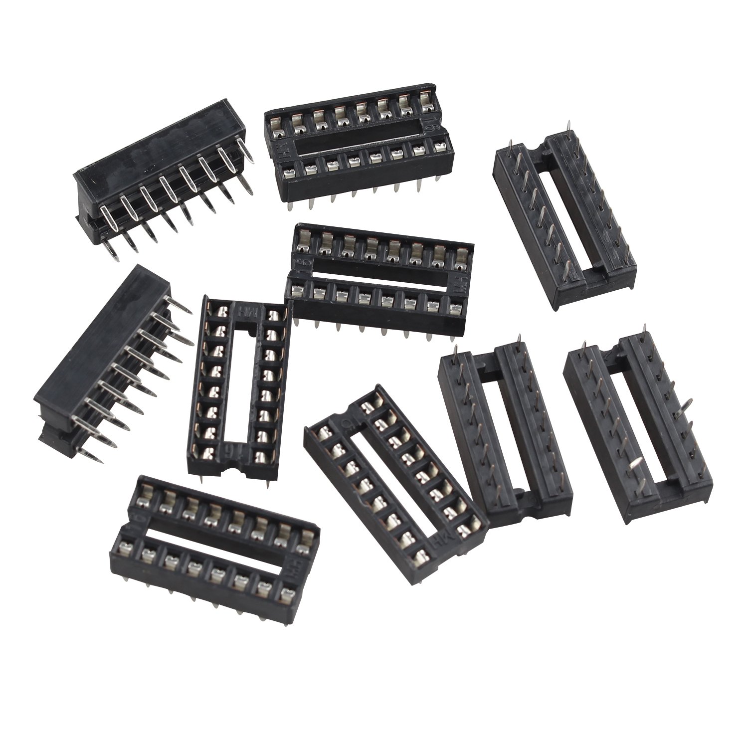Futheda 10PCS 16 Pin 2.54mm Pitch DIP/DIL IC Sockets Solder Type Adaptor