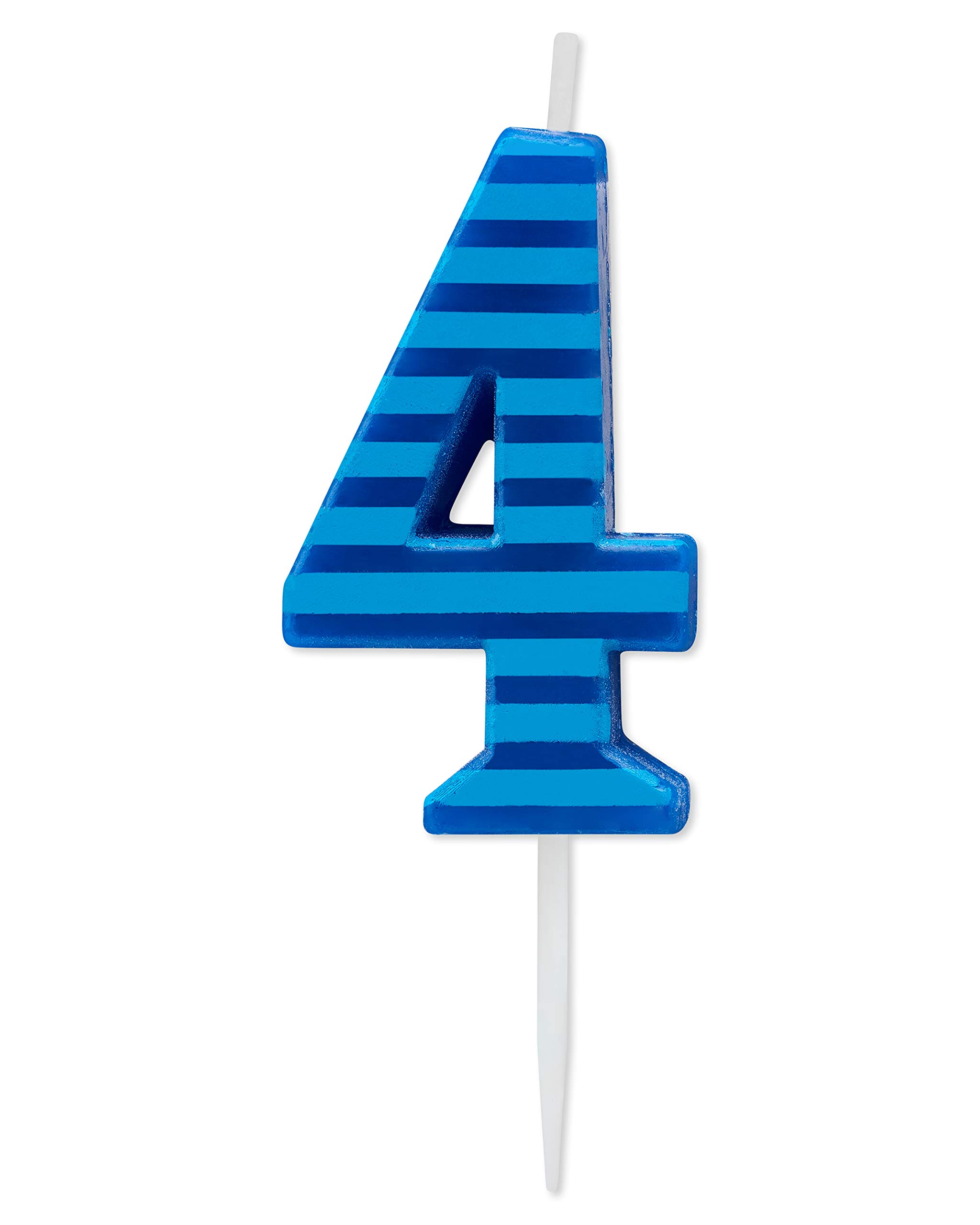 Photo 1 of Papyrus Number 4 Birthday Candle, Blue Stripes (1-Count)