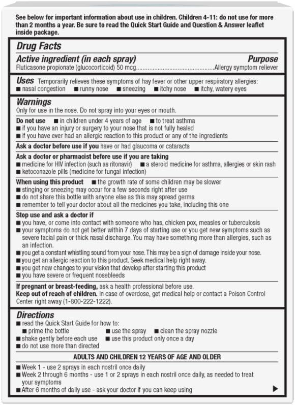  Basic Care Allergy Relief Nasal Spray, Fluticasone Propionate (Glucocorticoid), 50 mcg Per Spray, 0.54 Fluid Ounces: Health & Personal Care