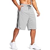 G Gradual Men's 11" Long Basketball Shorts with Zipper Pockets Drawstring Mesh Lightweight Gym Athletic Shorts for Men