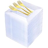 200pcs Square Dessert Plates Includ 100pcs 6inch Appetizer Plates,100pcs 5inch Plastic Forks,Clear Dessert Plates Disposable Appetizer Plates Serve 100 Guests For Wedding Party&Valentine's Day