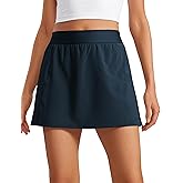 CRZ YOGA A Line Golf Skirts for Women High Waisted Casual Tennis Pickleball Athletic Skorts with Shorts Pockets