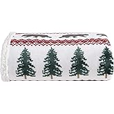 Eddie Bauer - Throw Blanket, Brushed Fleece & Plush Sherpa Bedding, Blanket for Couch & Bed (Grizzly Peak Red, 50" x 60")