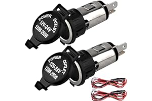 ZHSMS Cigarette Lighter Socket, DC 12V Car Cigarette Lighter,12 Volt Female Power Outlet Socket Replacement with Cover Wiring Harness Waterproof for Automotive Truck RV Boat(2 Pack)