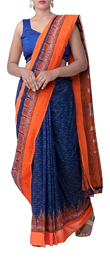 ODISHA HANDLOOM Womens Sambalpuri Cotton Saree (bl or jhr_Blue)