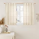LAMIT Short Linen Window Curtains 40 Inch Length 2