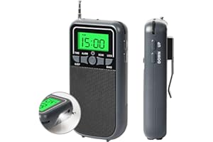 SUPRBIRD Radios Portable am fm, Portable Transistor Pocket Radio with Best Reception Digital Tuning, LCD Screen, LED Flashlight, Stereo Earphone Jack, Sleep Timer and Alarm Clock for Jogging, Walking
