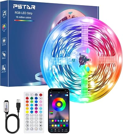 PSTAR LED Strip Lights 7M Bluetooth RGB with Remote App Music Sync