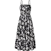 GRACE KARIN Summer Dresses for Women 2026 Vacation,Smocked Floral Maxi Dress,Boho Beach Sundress with Pocket Fashion Clothing