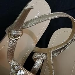 jeweled metallic ankle strap flat sandals