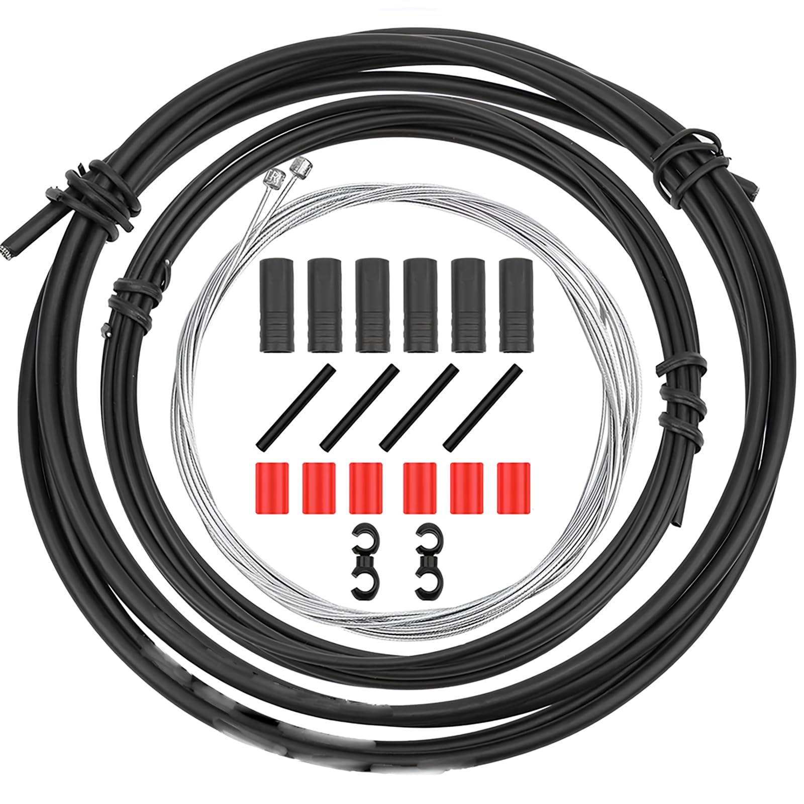 CTRICALVER Bike Shift Derailleur Cables & Housing Kit - Universal Bicycle Shifter Cable Wire Replacement Parts Set for Cycling MTB Road Mountain Bike Repairing (black）