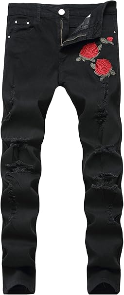 black jeans with embroidery