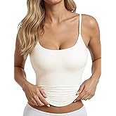 AlisOker Women's Scoop Neck Tank Top Adjustable Spaghetti Strap Camisole Going Out y2k Tops Slim Fit Cami Tank
