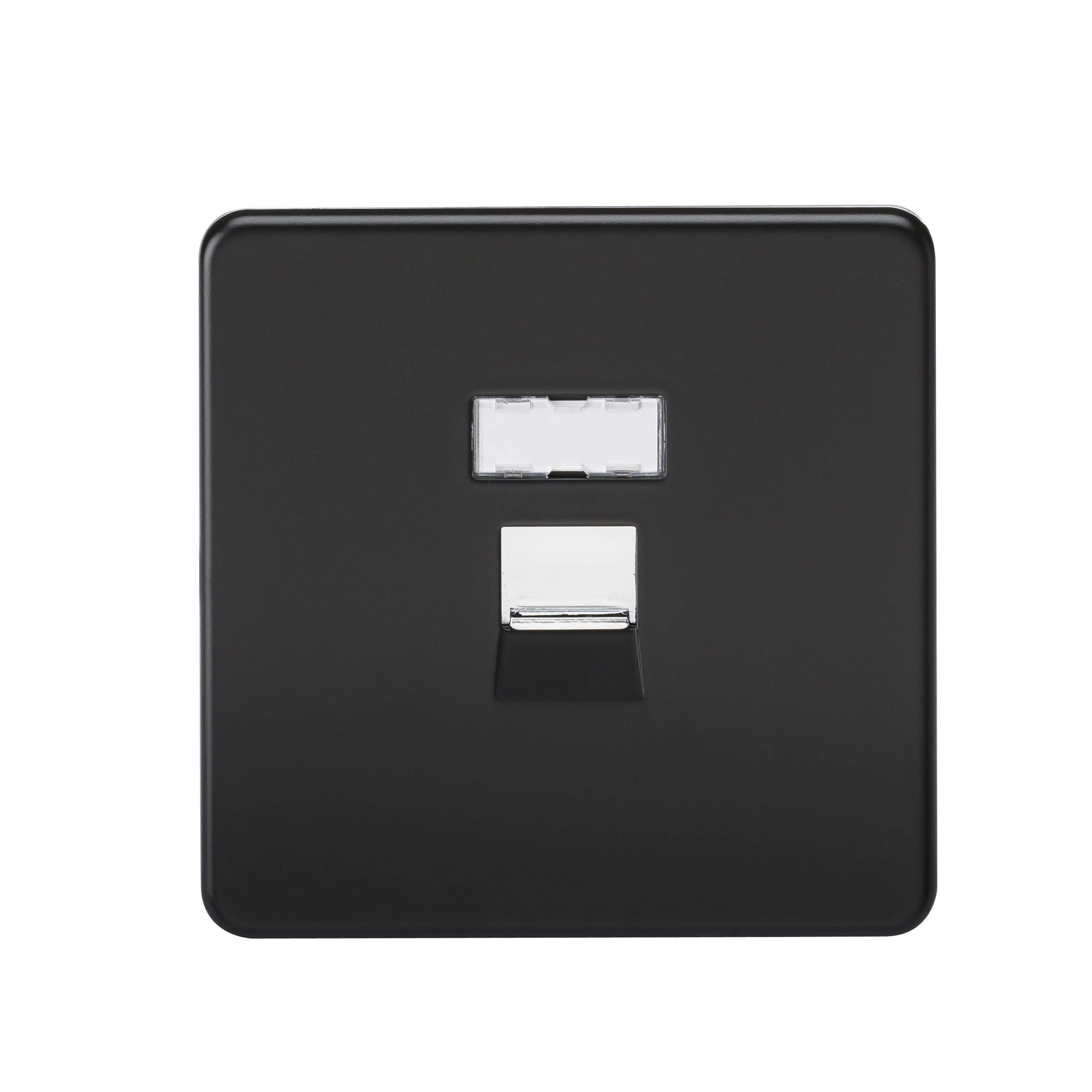 Knightsbridge SFRJ45MB, Screwless Rj45 Network Outlet-Matt Black W/Chrome Shutter