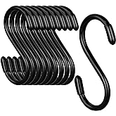 3 Inch Vinyl Coated S Hook,S Hooks for Hanging Plants ,10 Pack Non Slip Heavy Duty S Hooks ,Small Rubber Coated Steel Metal Black Closet S Hook for Hanging Jeans Plants Jewelry Pot Pan Cups Towels