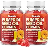 Saajoor Organic Pumpkin Seed Oil Gummies with Saw Palmetto for Hair Growth & Skin Health | Vegan, Non-GMO, Gluten-Free Strawberry Flavor | 120 Count