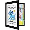 Americanflat Kids Artwork Frame Changeable (Black) - Magnetic Door Holds 100 Art Pieces - 8.5x11 Letter Size Display with Mat