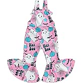 BABWWNIX Baby Girl Halloween Outfit Pumpkin Ghost Suspender Overalls Romper Jumpsuit Bell Bottom Pants 1st Halloween Clothes