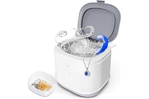 KUNPHY Ultrasonic Retainer Cleaner, Retainer Cleaner Machine 7.5OZ 46KHz, Ultrasonic Jewelry Cleaner with One-Touch Operation for Rings, Jewelry, Dentures, Mouth Guard, White