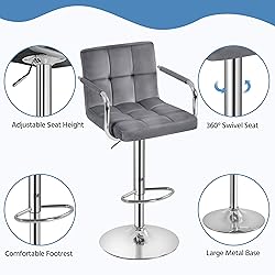 Yaheetech Velvet Bar Stools Set of 4, Adjustable