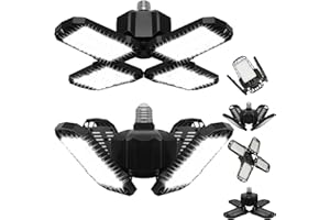 AUDLES LED Garage Light, 150W LED Shop Light Garage Lights, 15000LM E26/E27 Deformable Ceiling Light Garage Lighting with 4 Panels, LED Lights for Gargage, High Bay Light, Attic Light, Basement Light