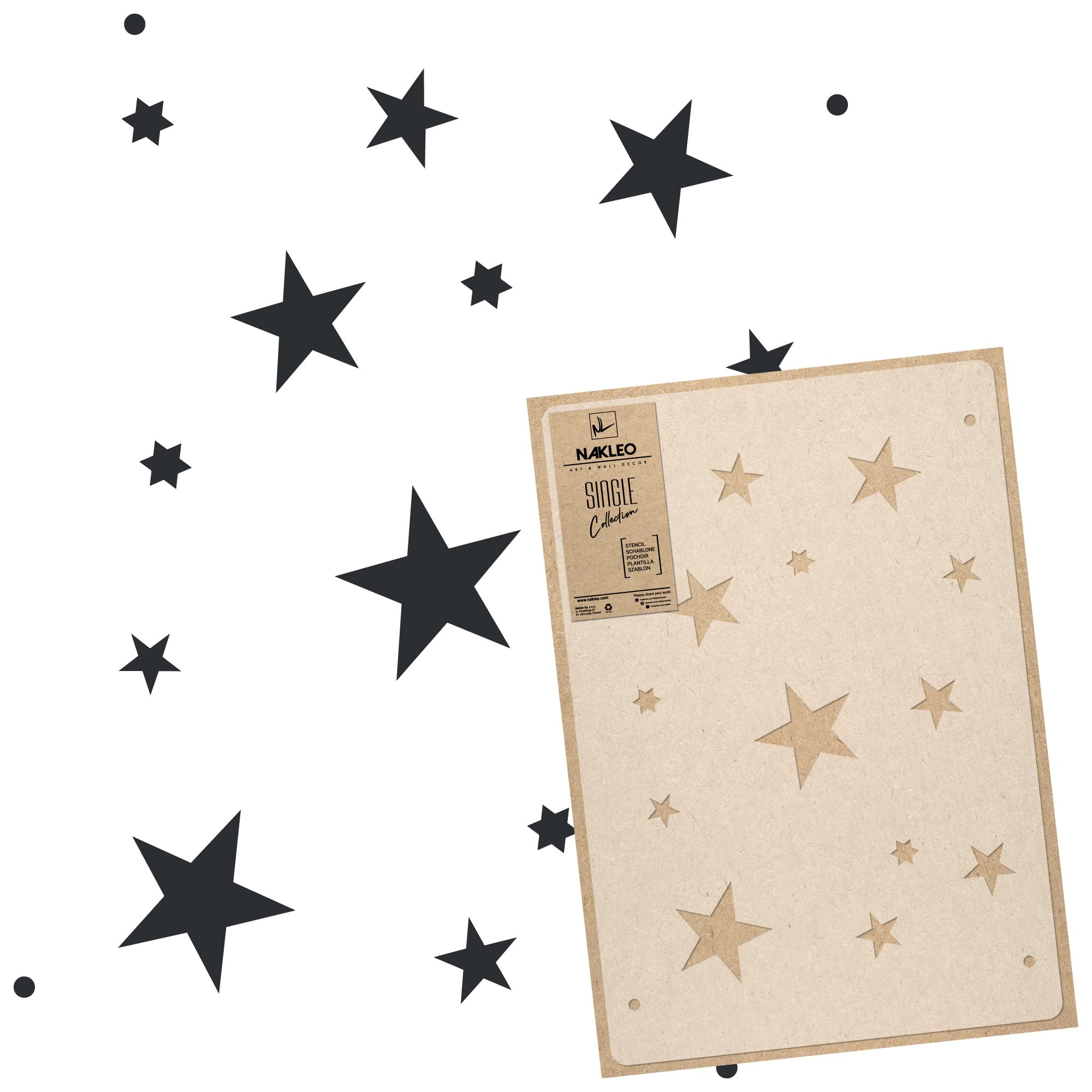 NAKLEO Large Wall Painting Stencil 43x64 cm, Five-Pointed Star Sky Night Pattern, Reusable Plastic Template, DIY Art and Craft Home Decor, Floor Wood Fabric Furniture