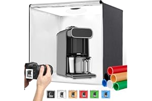 SYSCLOUD Photo Studio Light Box, 32"x32" Professional Dimmable Shooting Tent Kit with 210 LEDs Lights & 6 Kinds Double-Sided Color Backgrounds for Product Photography