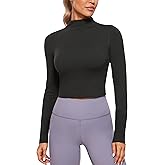 CRZ YOGA Butterluxe Mock Neck Long Sleeve Shirts for Women - Workout Casual Tops Turtleneck Crop Slim Fall Base Layer