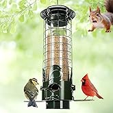 Squirrel Proof Bird Feeder for Outside Hanging, Weight Activated 3LB Large Capacity Metal Wild Bird Feeders with Removable Base, Tube Birdfeeder for Cardinal, Finch- Green