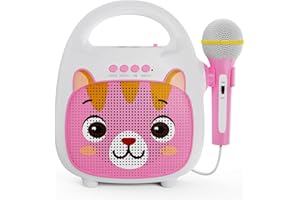 TANLANIN Kids Karaoke Machine for Girls and Boys, Portable Toddlers Bluetooth Karaoke Speaker Children Toy Singing Machine with Microphone for 4-10+ Year Old Kids Christmas Festival Birthday Gift, Cute Cat