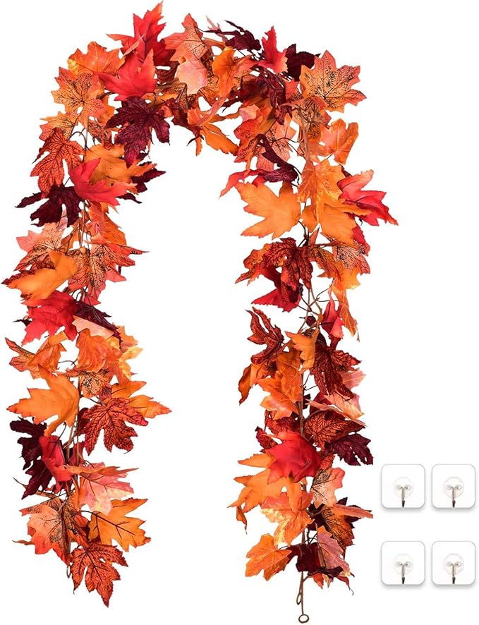 Yqing 2 Pieces Artificielles Feuilles Automne Guirlande Feuilles Derable Vigne Artificielle Guirlande De Tournesol Erable Grimpante Fausse Plante Pour Lautomne Mariage Fete Cheminee Et Thanksgiving Ameublement Et Decoration Plantes Artificielles